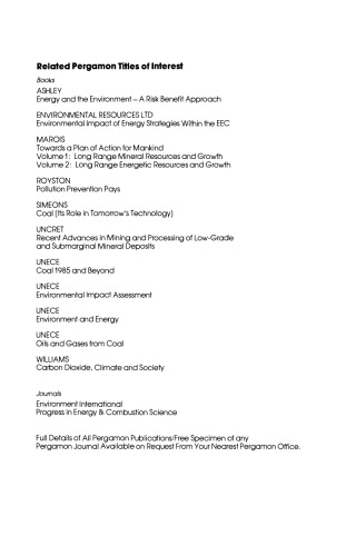 Environmental Implications of Expanded Coal Utilization. a Study By: The Beijer Institute The United Nations Environment Programme The U.S.S.R. Academy of Sciences