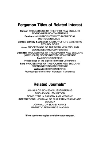 Biomedical Engineering I. Recent Developments: Proceedings of the First Southern Biomedical Engineering Conference