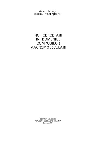 Nouvelles Recherches dans le Domaine des Composes Macromoleculaires