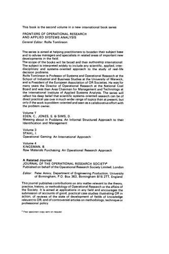 Rethinking the Process of Operational Research & Systems Analysis