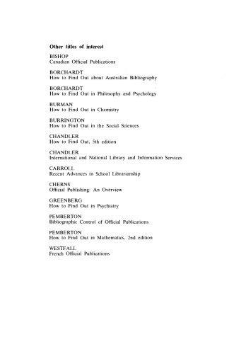 How to Find Out in Psychology. A Guide to the Literature and Methods of Research