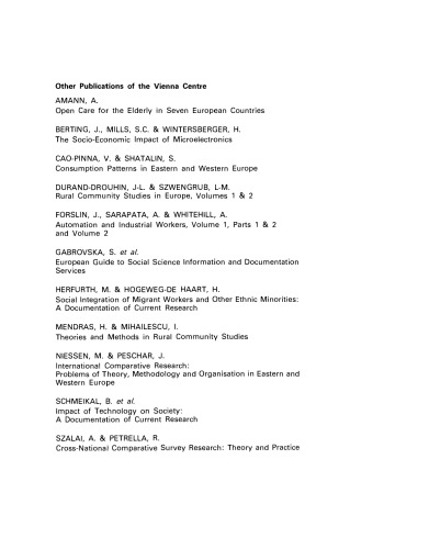 International Comparative Research. Social Structures and Public Institutions in Eastern and Western Europe