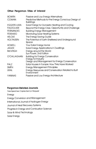 Passive and Low Energy Ecotechniques. Proceedings of the Third International PLEA Conference, Mexico City, Mexico, 6–11 August 1984