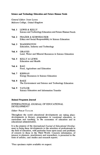 Food, Agriculture and Education. Science and Technology Education and Future Human Needs