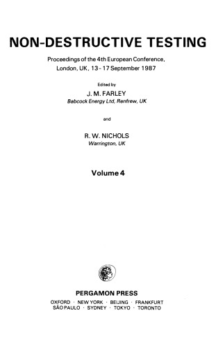Non-Destructive Testing. Proceedings of the 4th European Conference, London, UK, 13– 17 September 1987