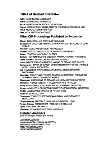 Ferrous and Non-Ferrous Alloy Processes. Proceedings of the International Symposium on Ferrous and Non–Ferrous Alloy Processes, Hamilton, Ontario, August 26–30, 1990