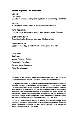 Ports As Nodal Points in a Global Transport System. Proceedings of Pacem in Maribus XVIII August 1990