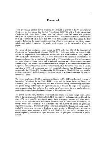 Greenhouse Gas Control Technologies - 6th International Conference. Proceedings of the 6th International Conference on Greenhouse Gas Control Technologies 1 – 4 October 2002, Kyoto, Japan