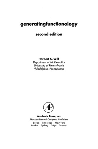 Generating Functionology