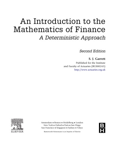 Introduction to the Mathematics of Finance. A Deterministic Approach