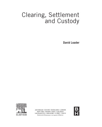 Clearing, Settlement and Custody
