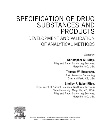 Specification of Drug Substances and Products. Development and Validation of Analytical Methods