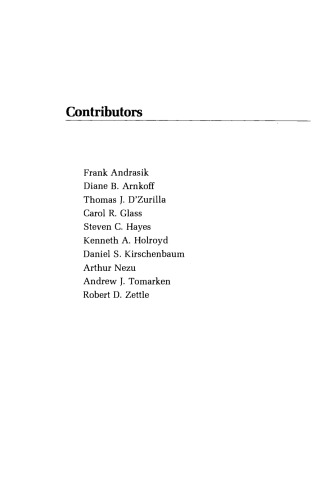 Advances in Cognitive–Behavioral Research and Therapy. Volume 1