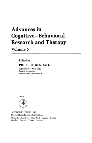Advances in Cognitive–Behavioral Research and Therapy. Volume 5