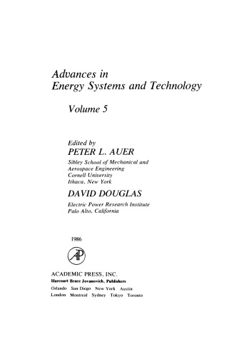 Advances in Energy Systems and Technology. Volume 5