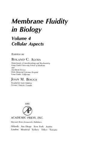 Membrane Fluidity in Biology. Cellular Aspects