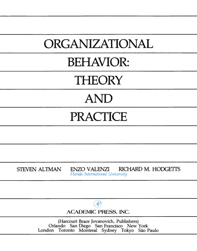Organizational Behavior. Theory and Practice