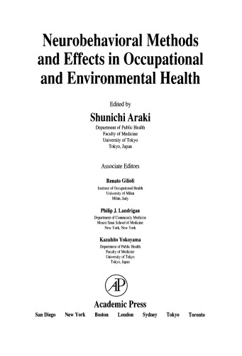 Neurobehavioral Methods and Effects in Occupational and Environmental Health