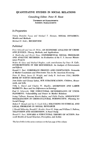 Experimental Social Programs and Analytic Methods. An Evaluation of the U.S. Income Maintenance Projects