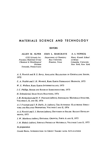 Surface Physics of Materials. Materials Science and Technology