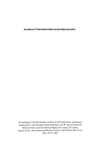 Ions, Cell Proliferation, and Cancer