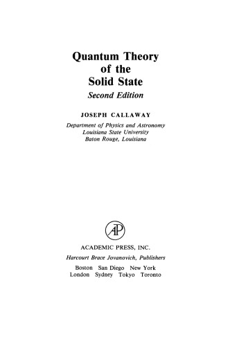Quantum Theory of the Solid State