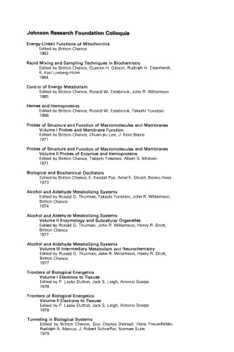 Tunneling in Biological Systems. A Colloquium of the Johnson Research Foundation