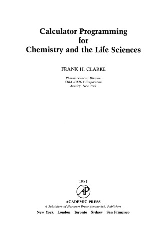 Calculator Programming for Chemistry and the Life Sciences