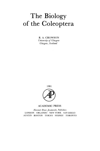 The Biology of the Coleoptera