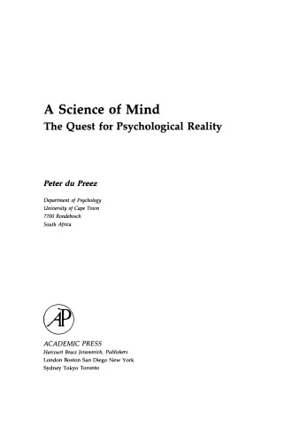 Science of Mind. The Quest for Psychological Reality