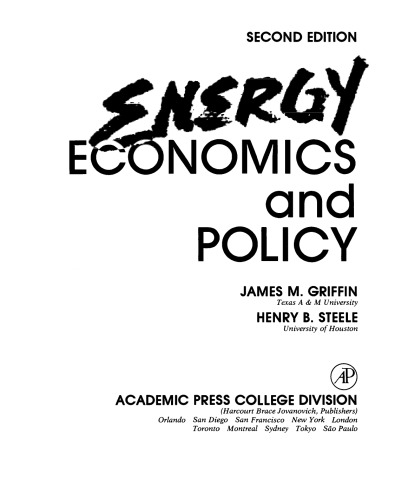 Energy Economics and Policy