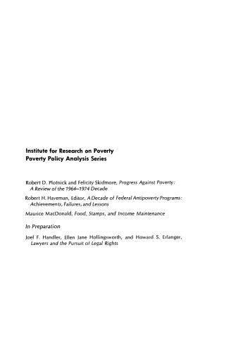 A Decade of Federal Antipoverty Programs. Achievements, Failures, and Lessons