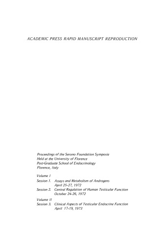 The Endocrine Function of the Human Testis. Proceedings of the Serono Foundation Symposia, Number 2