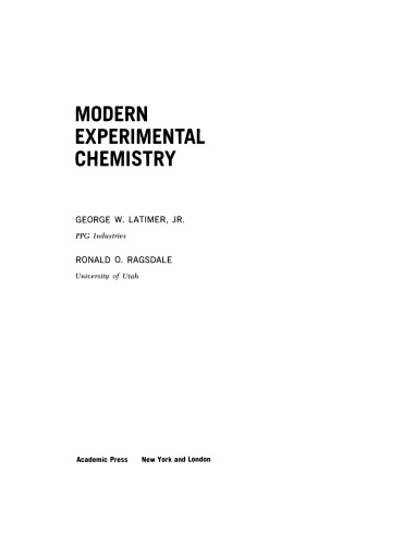 Modern Experimental Chemistry
