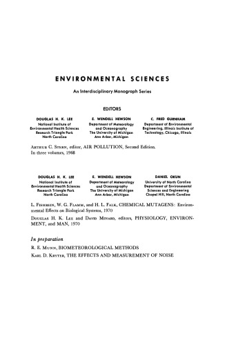 Physiology, Environment, and Man. Based on a Symposium Conducted by the National Academy of Sciences–National Research Council, August, 1966