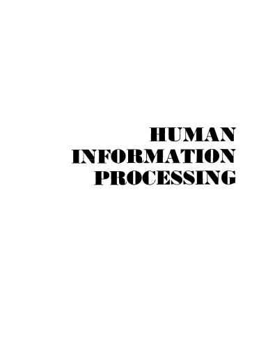 Human Information Processing: An Introduction to Psychology