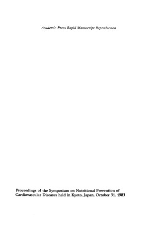 Nutritional Prevention of Cardiovascular Disease