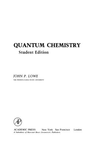Quantum Chemistry Student Edition