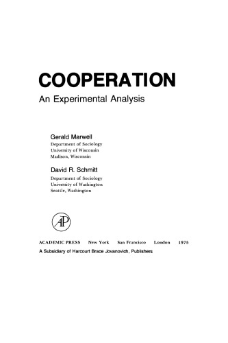 Cooperation. An Experimental Analysis