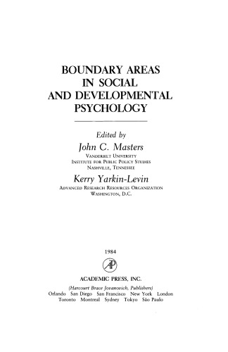 Boundary Areas in Social and Developmental Psychology