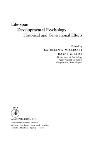 Life-Span Developmental Psychology. Historical and Generational Effects