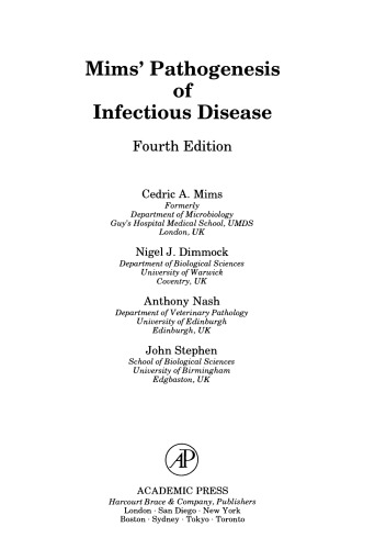 Mims' Pathogenesis of Infectious Disease