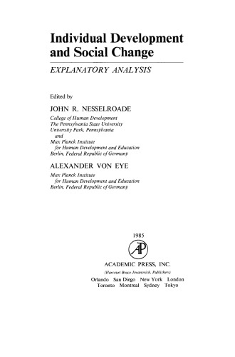 Individual Development and Social Change. Explanatory Analysis