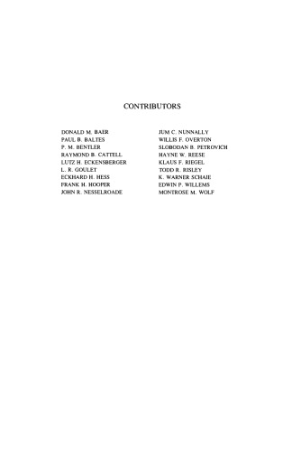 Life-Span Developmental Psychology. Methodological Issues