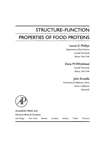 Structure–Function Properties of Food Proteins