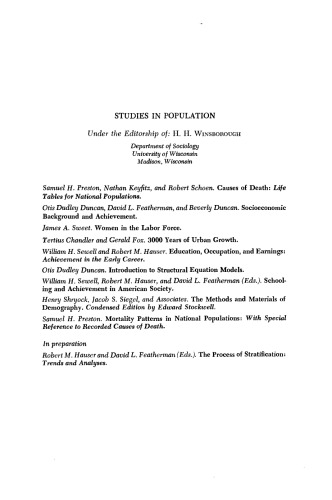 Mortality Patterns in National Populations. With Special Reference to Recorded Causes of Death