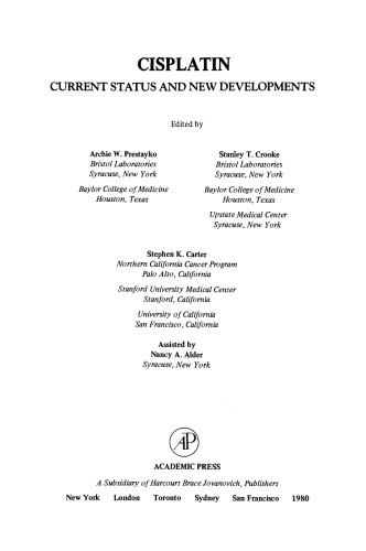 Cisplatin. Current Status and New Developments