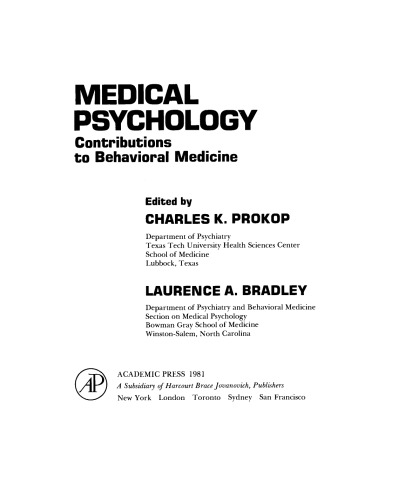 Medical Psychology. Contributions to Behavioral Medicine