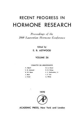 Proceedings of the 1969 Laurentian Hormone Conference