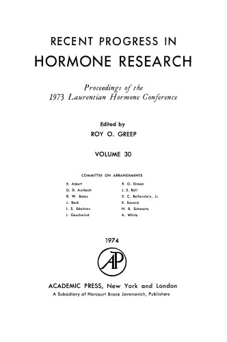 Proceedings of the 1973 Laurentian Hormone Conference